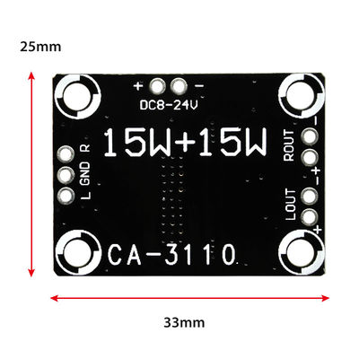 CA-3110 Amplificatore di classe D 2x15W 8-24V DC Stereo Module