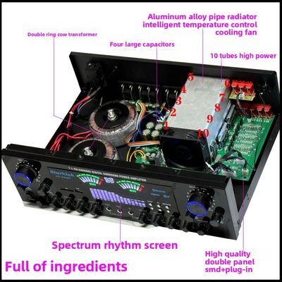 Amplificatore di potenza per karaoke domestico AV-888BT 2800W, nuovo modello, 7.1 canali, sintonizzazione zona, alta potenza, struttura in metallo a doppio anello