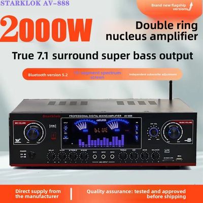 AV-888 7.1 Canale 2000W Amplificatore di Home Theater Karaoke Altoparlante Dual Loop 12 Tube Realizzato in metallo resistente