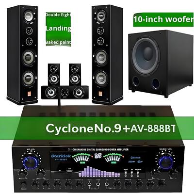 Sistema: Home Theater Set 7.1 Canale Amplificatore AV-888BT con Diffusori Cyclone No.9 e Subwoofer da 10 pollici