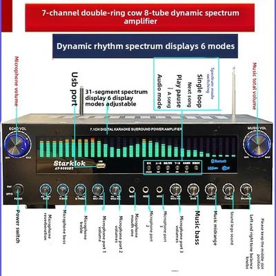 AV-9388BT/AV-999BT 2200W/1200W Amplificatore wireless BT professionale a 7 canali, home theater ad alta fedeltà 7.1 sistema altoparlanti metallo