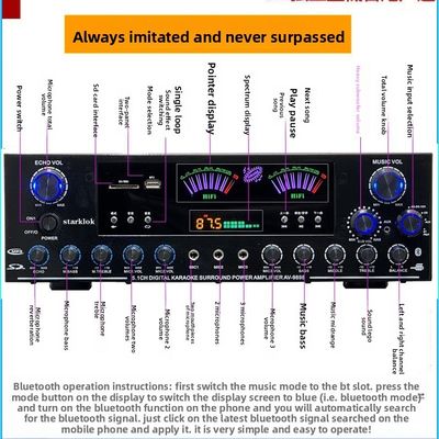 Ricevitore audio domestico AV-9898 Cannon Amplificatore domestico 5.1 CH 500W*2+200W Surround+300W Subwoofer Metallo resistente Passivo indipendente