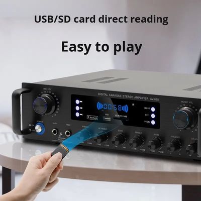 AV-628 Amplificatore professionale per subwoofer coassiale Home 5.1 canali da 600W, modello ad alta potenza, ricevitore Bluetooth e fibra ottica, per esportazione