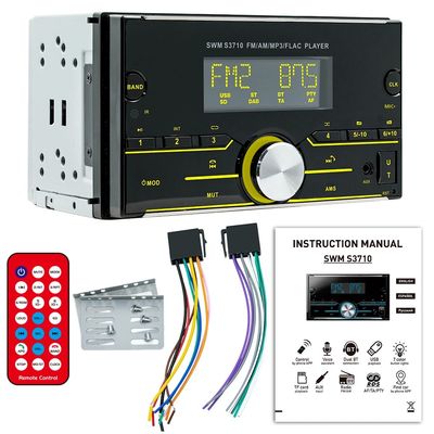 Creatall 12V Lettore MP3 per Auto a Doppio Disco Smart per Bluetooth Amplificatore Radio per Auto Luce Colorata Connessione Aux SD Card 1 Anno