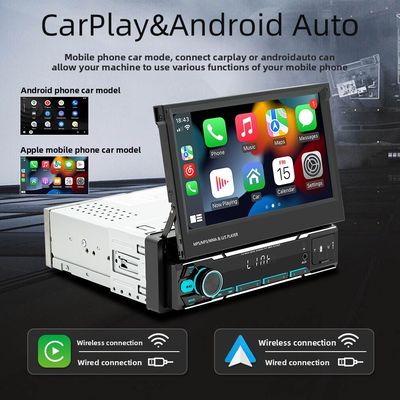Creatall 7-Inch Wireless Universal Car MP5 Player Telescopic Single Spindle Dashboard Montaggio slot per schede MP3 USB CarPlay