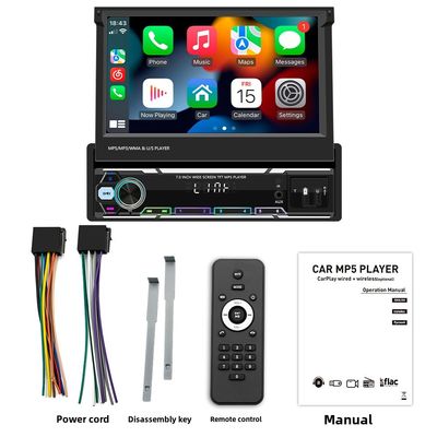 Creatall 7-Inch Wireless Universal Car MP5 Player Telescopic Single Spindle Dashboard Montaggio slot per schede MP3 USB CarPlay