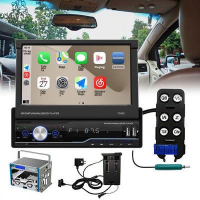 Creatall 7-Inch Telescopic All-in-One CarPlay Radio con slot per carte MP4 MP5 per BT Wireless Hands-free Player