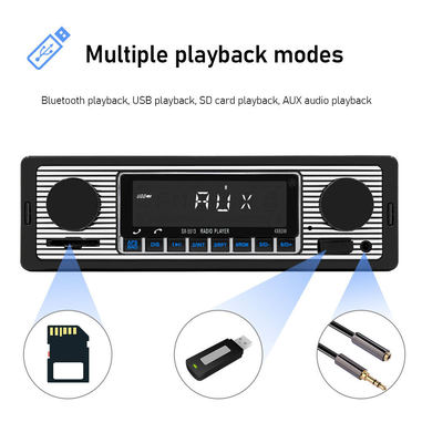 1 Din Radio MP3 per auto in plastica con BT Handsfree FM/SD Power Protection AUX USB Multimedia Player WAV Audio Format Voice Broadcast