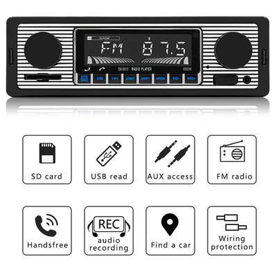 1 Din Radio MP3 per auto in plastica con BT Handsfree FM/SD Power Protection AUX USB Multimedia Player WAV Audio Format Voice Broadcast