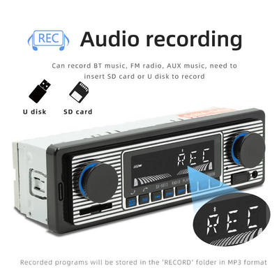 1 Din Radio MP3 per auto in plastica con BT Handsfree FM/SD Power Protection AUX USB Multimedia Player WAV Audio Format Voice Broadcast