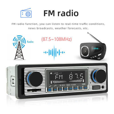 1 Din Radio MP3 per auto in plastica con BT Handsfree FM/SD Power Protection AUX USB Multimedia Player WAV Audio Format Voice Broadcast