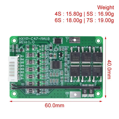 16.8V Lithium Battery Protection Board 4 Series 5/6/7 Series Working Overcurrent 18A Equalization Temperature Control Model