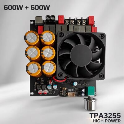 Amplificatore Stereo Dual TPA3255 da 600W+600W con Ventola di Raffreddamento Classe D Scheda Amplificatore DC18-50V